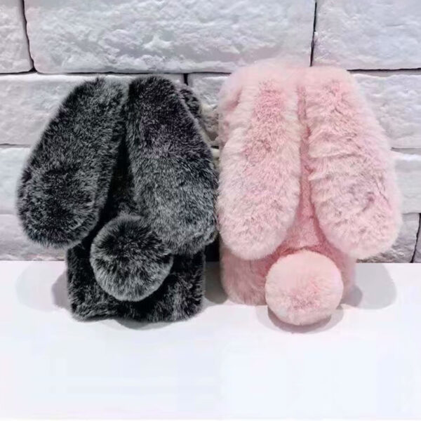 Lovely Rabbit Ears Fur Plush Phone Case For iPhone X XR XS Max 7 8 Plus 12