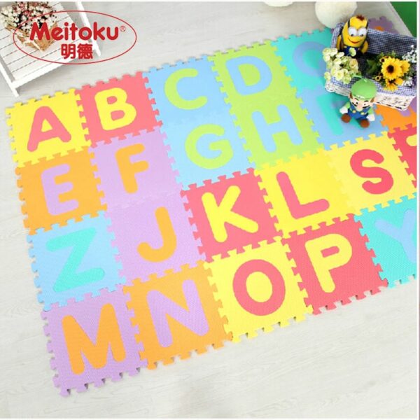 Meitoku baby EVA foam play Puzzle mat letter A Z Interlocking floor mat Each 30cmX30cmX1CM 12
