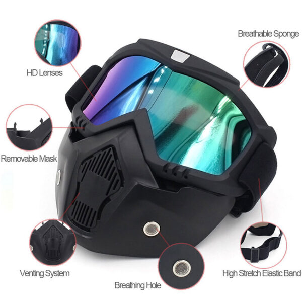 Modular Helmets Face Mask Detachable Goggles Mouth Filter Guard Winter Snow Sports Ski Snowboard Snowmobile Glasses 3