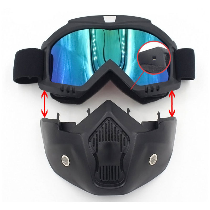 Winter Sports Goggles Ski Snowboard Face Mask w/ Detachable Eye Glasses-Colorful 