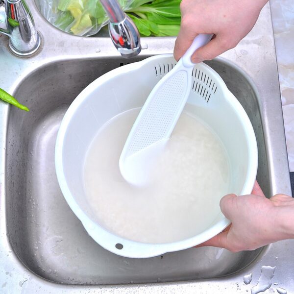 Gléas ilfheidhmeach Nigh ríse strainer draenála láimhe Glanadh Rice Bean Sieve Hands soláthairtí cistine saor in aisce 4