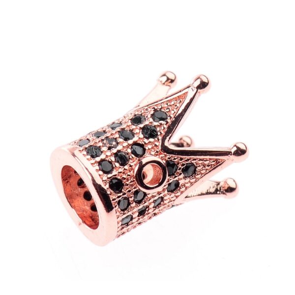 ថ្មី DIY Luxury Micro Pave Cubic Zirconia Crown Beads បុរសស្ត្រី ខ្សែដៃធ្វើគ្រឿងអលង្ការ ពណ៌ផ្កាឈូក 2