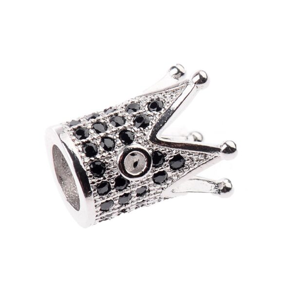 ថ្មី DIY Luxury Micro Pave Cubic Zirconia Crown Beads បុរសស្ត្រី ខ្សែដៃធ្វើគ្រឿងអលង្ការ ពណ៌ផ្កាឈូក 4