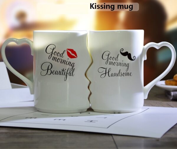 OUSSIRRO 2Pcs Set Paar Tasse Keramik Kuss Becher Valentinstag Hochzeit Geburtstagsgeschenk L2105 2