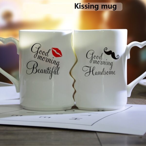 OUSSIRRO 2Pcs Set Couple Cup Ceramic Kiss Mug Valentine s Day Wedding Birthday Gift L2105 2