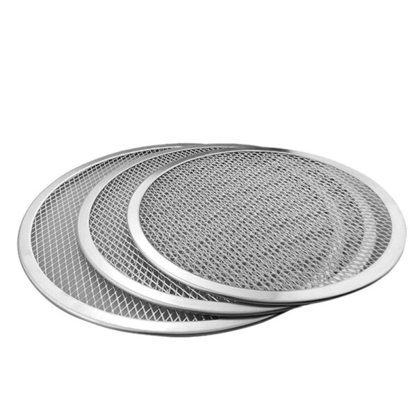 Pizza Tray Mesh Seamless Aluminium Pancake Pizza Screen Baking Tray Metal Net Bakeware Kitchen Baking Tools 3