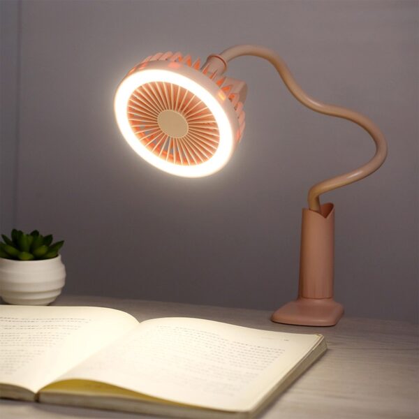 Portable USB Fan flexible with LED light 2 Speed Adjustable Cooler Mini Fan Handy Small Desk 2