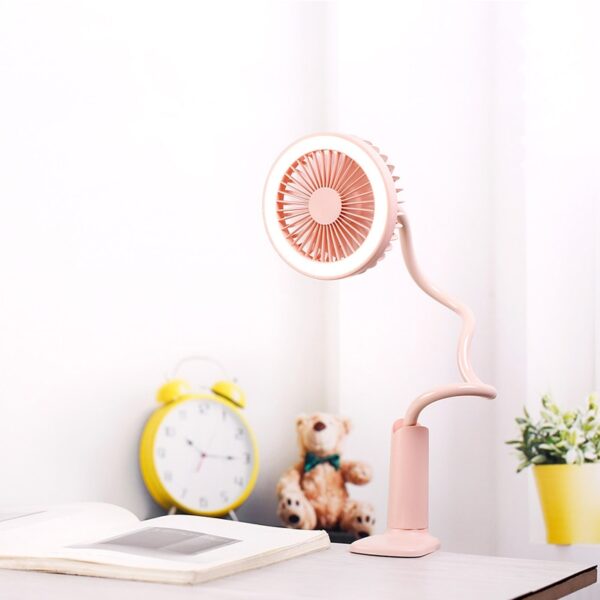 Portable USB Fan flexible with LED light 2 Speed Adjustable Cooler Mini Fan Handy Small Desk 3