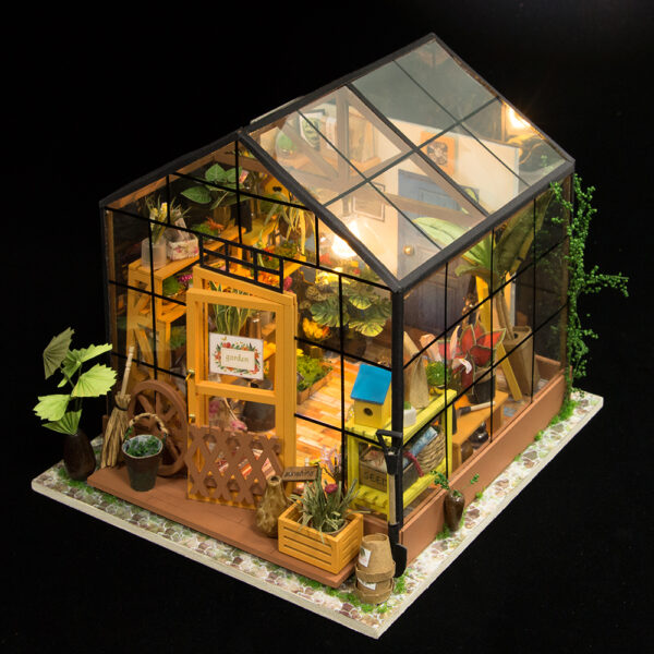 Robotime Miniature Doll House DIY ڪيٿي جو گرين باغ فرنيچر ٻارن سان گڏ بالغن جي ماڊل بلڊنگ ڪٽس 1