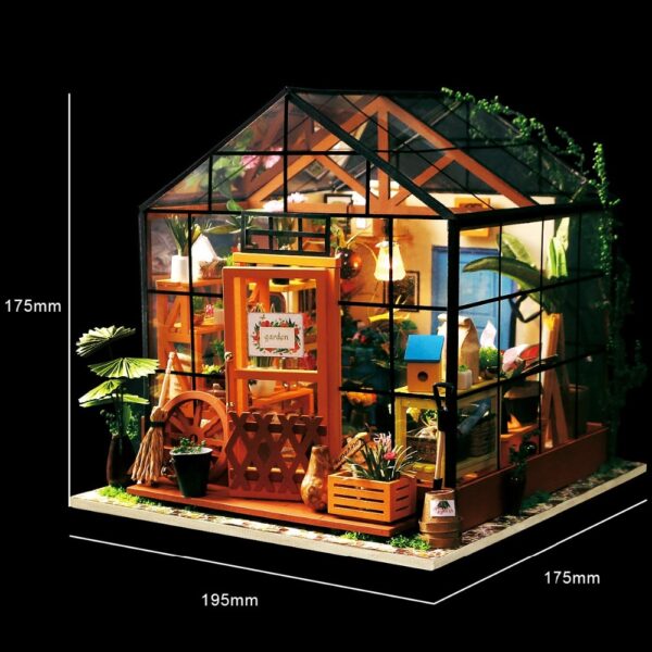 Robotime Miniature Doll House DIY Kathy's Green Garden ပရိဘောဂ ကလေး လူကြီး မော်ဒယ် အဆောက်အဦး အစုံအလင် 2