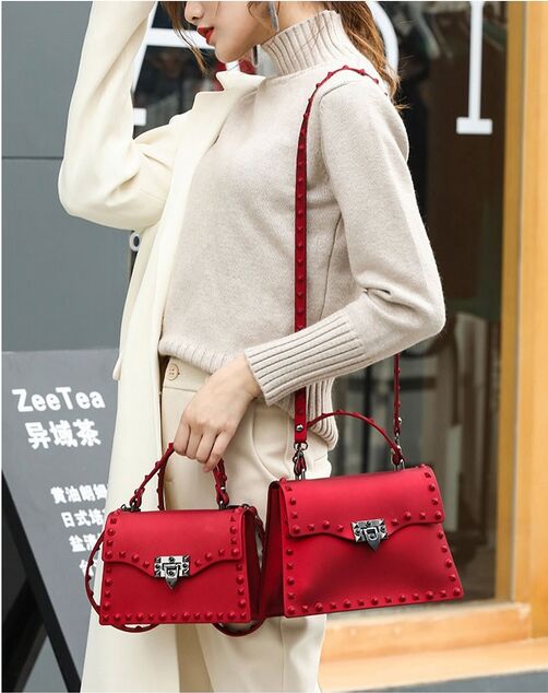 SUNNY BEACH Brand Luxury Rivets Handbags Women Bag Matte Jelly Stud Bag Tote Bag Designer Purse 4