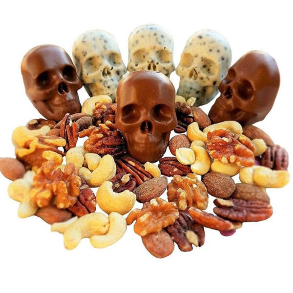 Intengiso 1PC eshushu enkulu ye-Ice Cube Tray Pudding Mold 3D Skull Silicone Mold 4 Cavity DIY 2