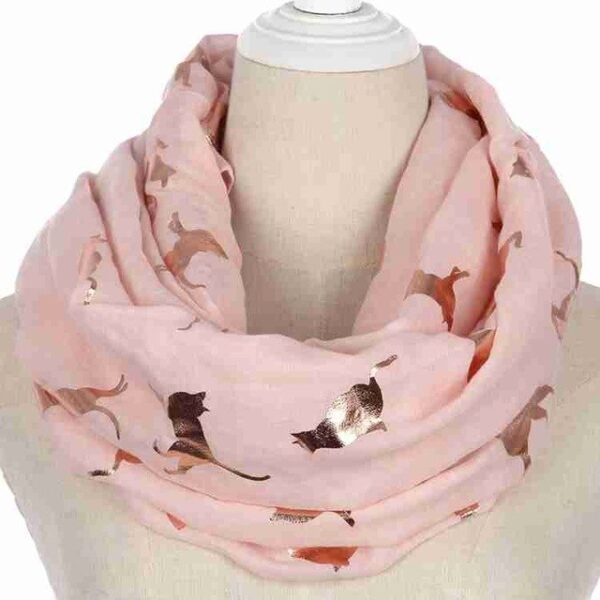 Winfox Fashion Black Pink Grey Navy Scarf Women Female Shiny Foil Gold Metallic Cat Scarf Wrap 10.jpg 640x640 10