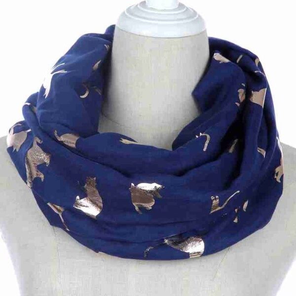 Winfox Fashion Black Pink Grey Navy Scarf Wanita Wanita Foil Mengkilap Emas Metallic Cat Scarf Wrap 11.jpg 640x640 11