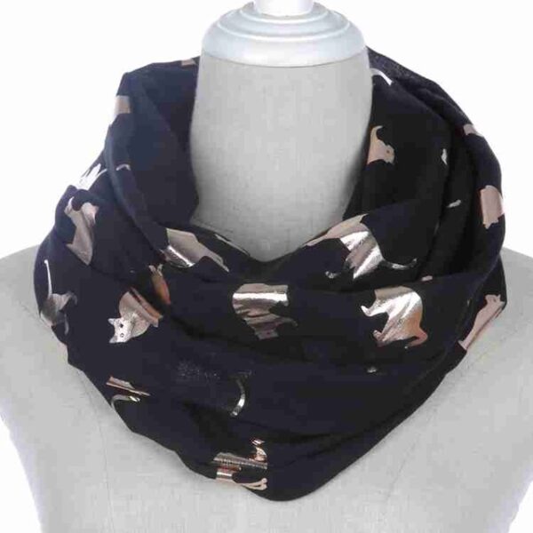 Winfox Fashion Black Pink Grey Navy Scarf Women Female Shiny Foil Gold Metallic Cat Scarf Wrap 13.jpg 640x640 13
