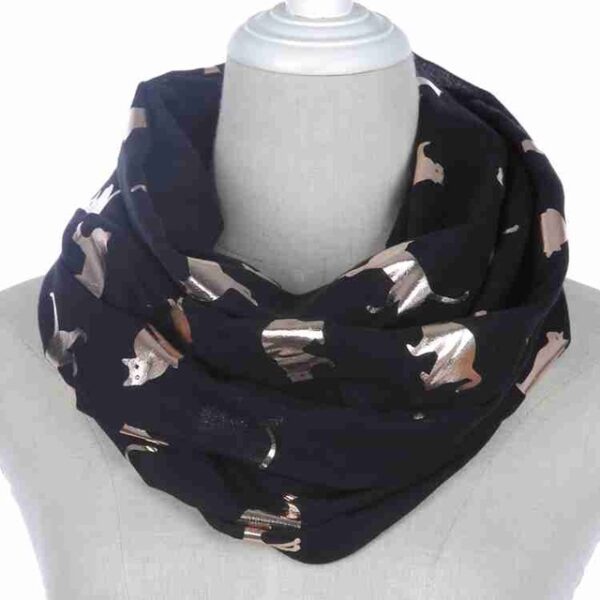 Winfox Fashion Dub Pink Grey Navy Scarf Cov Poj Niam Ci iab Ntawv Kub Metallic Cat Scarf Wrap 13.jpg 640x640 13