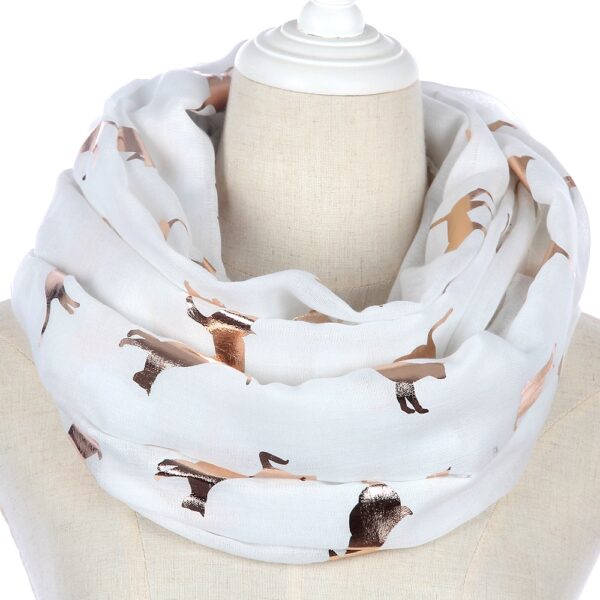Winfox Fashion Black Pink Grey Navy Scarf Women Female Shiny Foil Gold Metallic Cat Scarf Wrap 3
