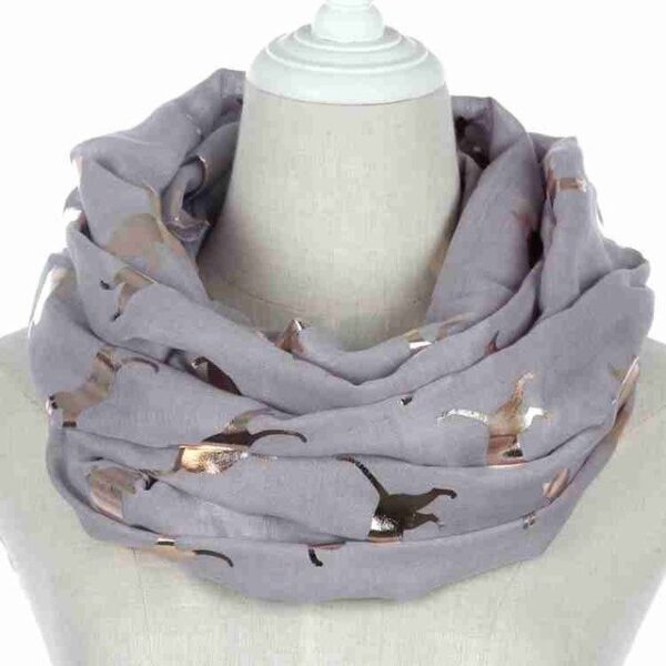 Winfox Fashion Black Pink Grey Navy Scarf Wanita Wanita Foil Mengkilap Emas Metallic Cat Scarf Wrap 7.jpg 640x640 7