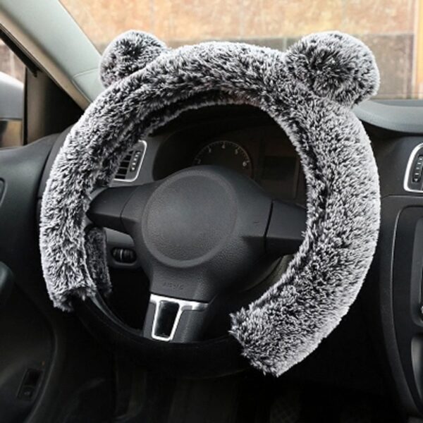 Winter Cartoon Steering Wheel Cover Plush Fur Car Steering Wheel Covers Auto Wheels Case Universal Size 1