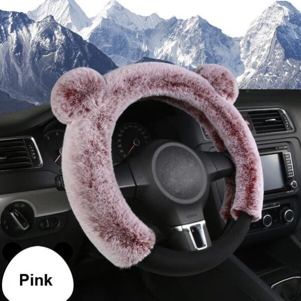 Winter Cartoon Steering Wheel Cover Plush Fur Car Steering Wheel Covers Auto Wheels Case Universal Size 3.jpg 640x640 3