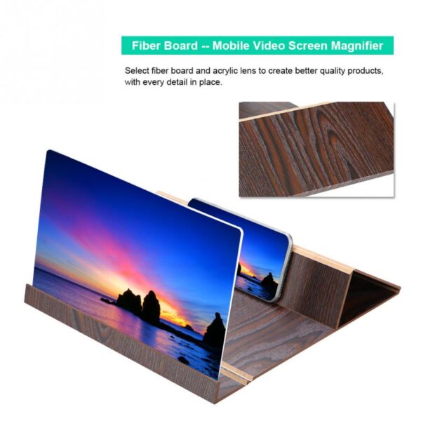 12inch wooden Mobile Video Screen Magnifier High Definition Mobile Phone Screen Amplifier with Wood Grain Stand 1