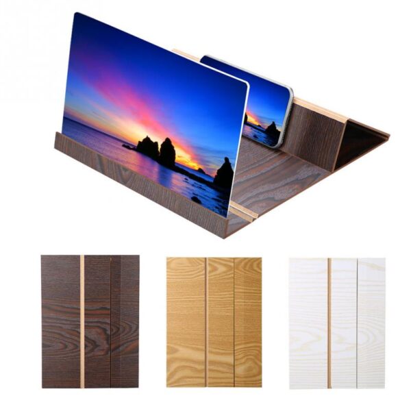 12inch nga kahoy nga Mobile Video Screen Magnifier High Definition Mobile Phone Screen Amplifier nga adunay Wood Grain Stand