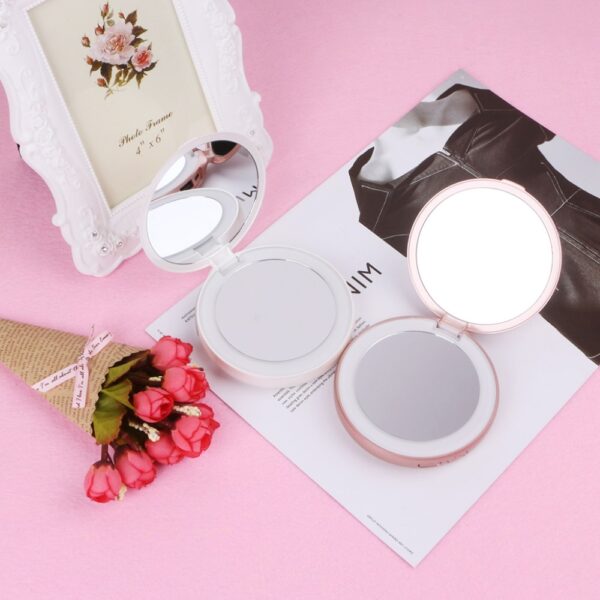 1Set Portable Makeup Mirror 3000mAh Portable LED Light Cosmetic Mirror Lamp Power Bank USB Rechargeable 3X 1