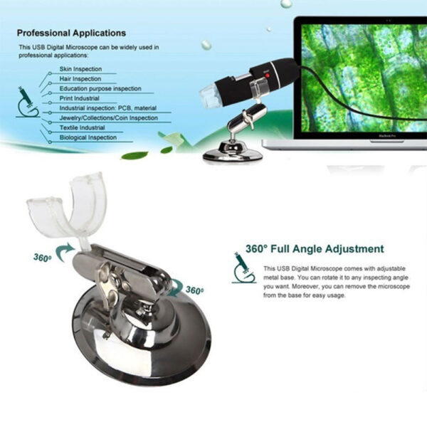 2MP USB Digital Microscope 1000X Endoscope Zoom Camera Magnifier Stand Device 2