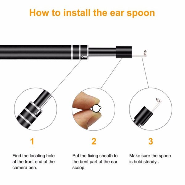 3 a cikin 1 Kebul na Tsabtace Kunne Endoscope HD Kayayyakin Cokali na Kayan Aikin Gane Kune Mai Tsabtace Kunne 1 1