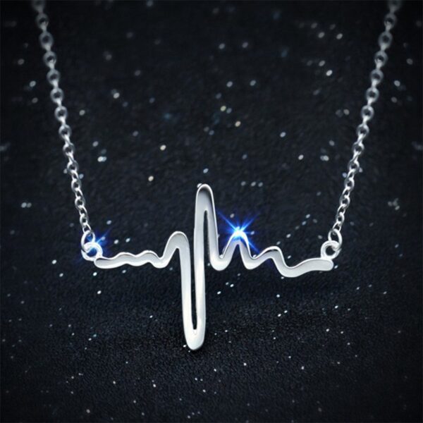 316L Stainless Steel Heartbeat Necklaces Pendants Career Women High Polished Pendant Letter Love Necklace Friendship Jewelry 3