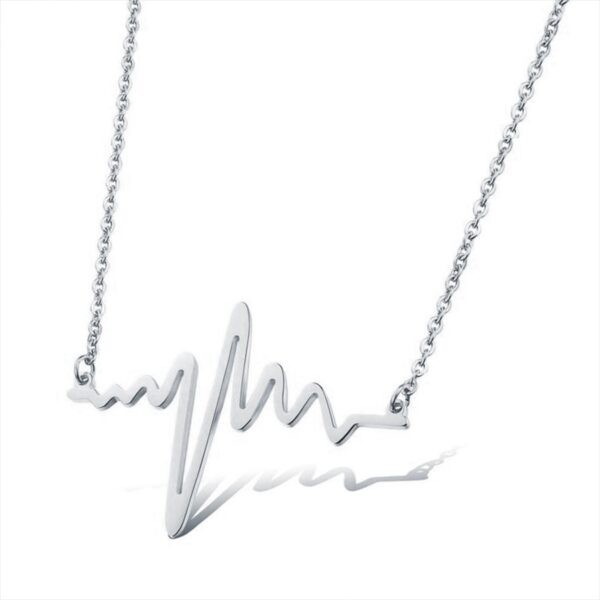316L Stainless Steel Heartbeat Necklaces Pendants Career Women High Polished Pendant Letter Love Necklace Friendship Jewelry 4