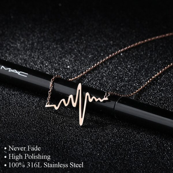 316L Stainless Steel Heartbeat Necklaces Pendants Career Women High Polished Pendant Letter Love Necklace Friendship Jewelry