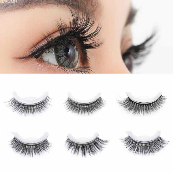 3D Mink Reusable Ara alemora Eke Eyelashes Adaṣe Curly Nipọn Ko si lẹ pọ Awọn eyelashes Iro Ṣe