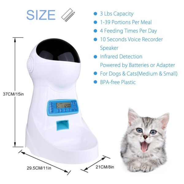 3L Automatic Pet Food Feeder With Voice Recording Pets food Bowl For Medium Small Dog Cat 13