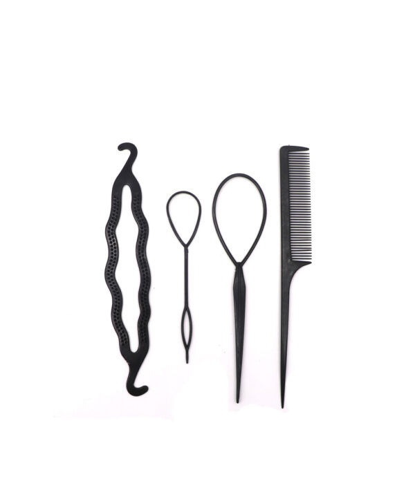 4Pcs Set Black Plastic DIY Styling Tools Pull Hair Clips For Women Hairpins Comb Hair Bun 4 1