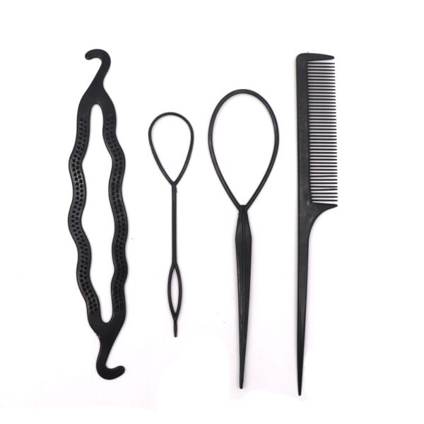 4Pcs Set Black Plastic DIY Styling Tools Pull Hair Clips For Women Hairpins Comb Hair Bun 4