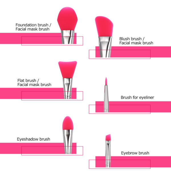 Gitakda ang 6Pcs nga Silicone Makeup Brush Professional Facial Mask Foundation Cream Concealer Eyeshadow Brush Cosmetic Brush Make 1