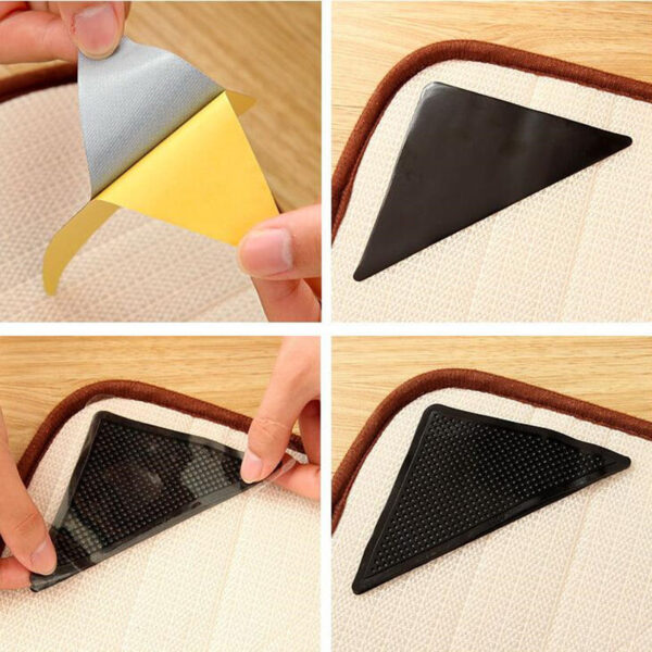 8pcs 4Pair Anti Slip Rug Carpet Mat Grippers Non Slip Reusable Washable Rubber Corners Pad Grip 3