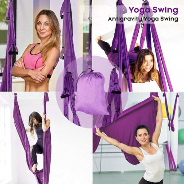 Aerial Yoga Swing Anti Gravity Yoga Hammock Fabric Flying Traction Device Amûrên Yoga Hammock Set Amûrên Ji bo 4