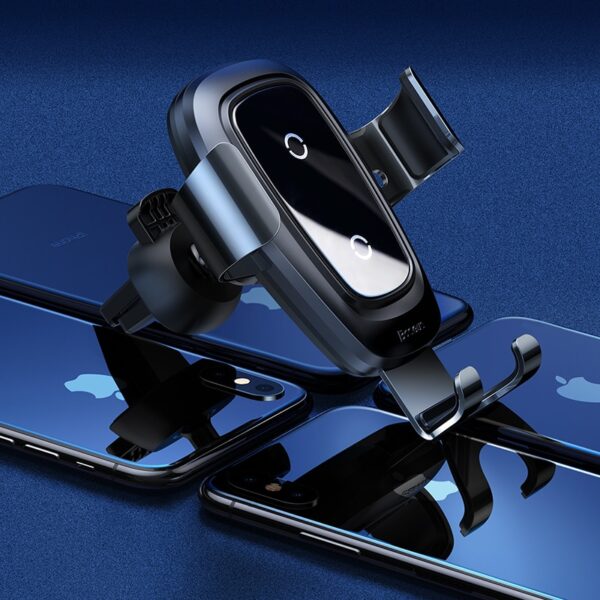 BASEUS Brand 10W Qi Wireless Charger Glass Panel حامل الهاتف المحمول للسيارة Gravity Car Mount Stand 2