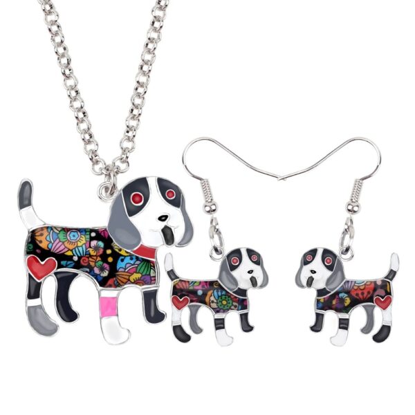 Pendentes de perro Beagle de dibujos animados de aleación esmaltada Bonsny, conjuntos de xoias para mujeres, niñas, amantes de mascotas, adolescentes 1