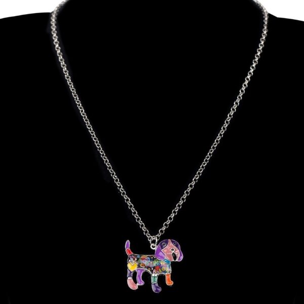 Bonsny Enamel Alloy Cartoon Beagle Imbwa Mhete Necklace Zvishongo Seti Zvevakadzi Vasikana Vanoda Zvipfuwo Vechidiki 2