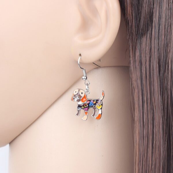 Bonsny Enamel Alloy Cartoon Beagle Dog Earrings Necklace Jewelry Sets For Women Girls Pet Lovers Teen 3