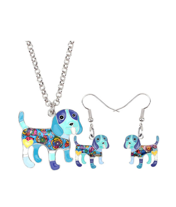 Bonsny Emaille Alloy Cartoon Beagle Hûnearringen Ketting Sieraden Sets Foar Dames Meisjes Pet Lovers Teen 5.