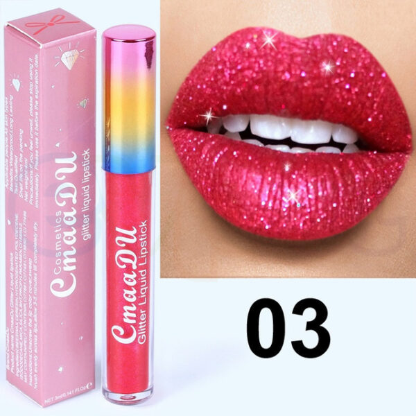 Cmaadu Shimmer Lipstick Glitter Lipgloss Tint Makeup Mga Babaye nga Waterproof Long Lasting Party Pigment Glitter Diamond Liquid 2.jpg 640x640 2