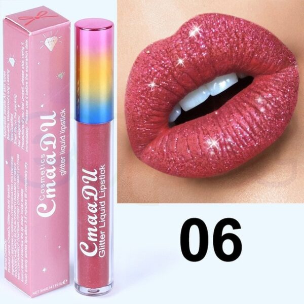 Cmaadu Shimmer Lipstick Glitter Lipgloss Tint Makeup Mga Babaye nga Waterproof Long Lasting Party Pigment Glitter Diamond Liquid 5.jpg 640x640 5