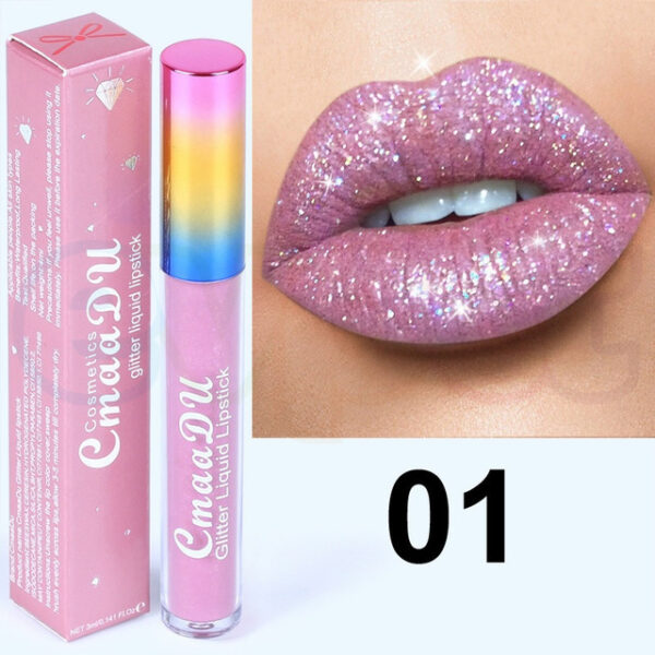 Cmaadu Shimmer Lipstick Glitter Lipgloss Tint Makeup Women Waterproof Long Lasting Party Pigment Glitter Diamond