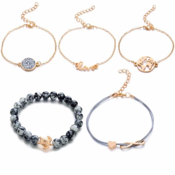 DIEZI Bohemian Turtle Charm Bracelets Bangles For Women Fashion Gold Color Strand Bracelets Sets Jewelry Party 2