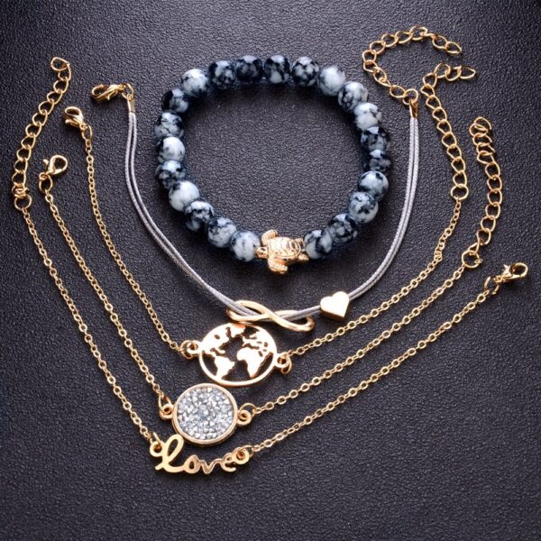 DIEZI Bohemian Turtle Charm Bracelets Bangles For Women Fashion Gold Color Strand Bracelets Sets Jewelry Party 5