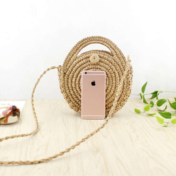 FGGS Round Paper rope Beach Bag Summer mini Vintage Handmade Crossbody straw Bag Girls Circle Rattan 1